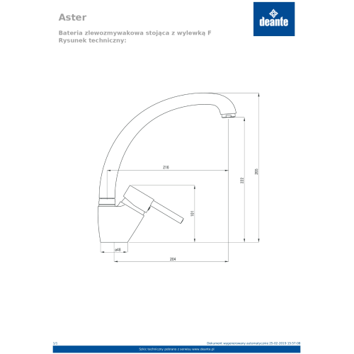 Смеситель для кухни Deante Aster, поворотный, хром BCA_066M