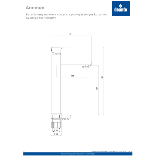 Змішувач для раковини Deante Anemon Bis, чорний BBZ_N21K