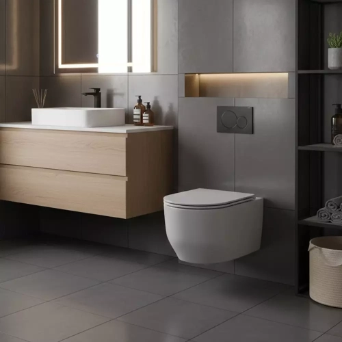 Унітаз підвісний Devit ART 3.0 безободковий із сидінням Soft Close Quick-Fix дюропласт 3030140G (577987) Сірий матовий