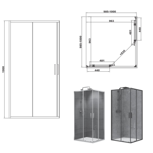 Душова кабіна Devit FEN2240 ART 2.0 100х100, без піддону, скло прозоре