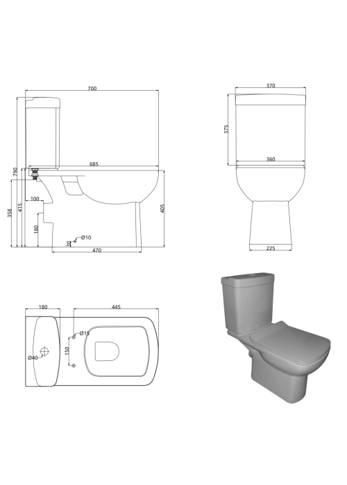 Унітаз-компакт Devit Comfort із сидінням Soft Close дюропласт 3110123