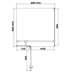 Душевая кабина Devit UP 90x90 FEN2110BL, левая, стекло прозрачное, профиль - черный матовый