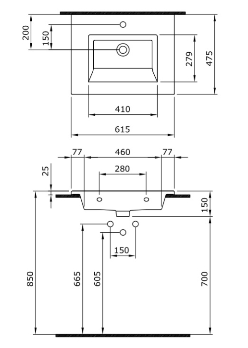 Тумба з умивальником Devit Laguna 60 антрацит 0020110A