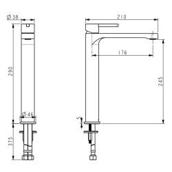 Смеситель для раковины Devit Laguna 84X11110B черный матовый