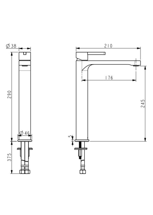 Смеситель для раковины Devit Laguna 84X11110B черный матовый