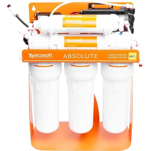 Фильтр обратного осмоса Ecosoft Absolute с минерализатором и насосом на станине, мембрана 75gpd, дренаж 1:1 (MO675MPSECO)