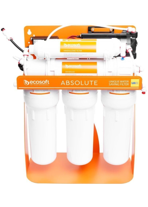 Фильтр обратного осмоса Ecosoft Absolute с минерализатором и насосом на станине, мембрана 75gpd, дренаж 1:1 (MO675MPSECO)