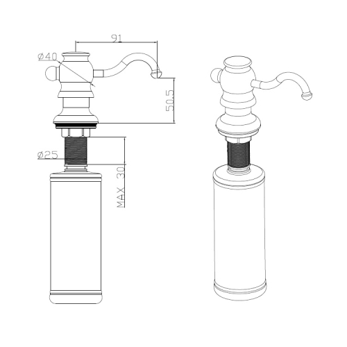 Дозатор рідкого мила Fabiano FAS-D 30 Inox Antique