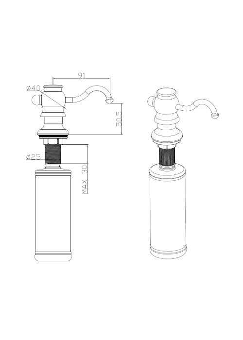 Дозатор рідкого мила Fabiano FAS-D 30 Inox Antique