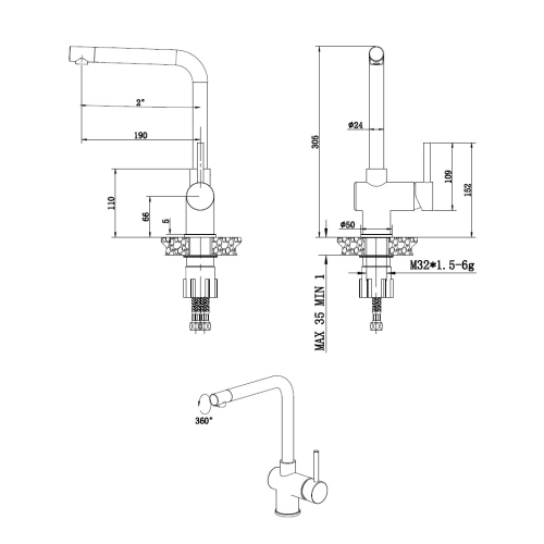 Змішувач кухонний Fabiano FKM 45 SS Inox