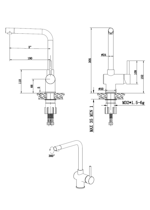 Смеситель кухонный Fabiano FKM 45 SS Inox