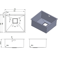 Кухонная мойка Fabiano Quadro 49 R10 S/Steel 8216.401.0042