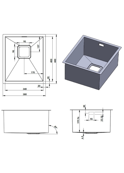 Кухонная мойка Fabiano Quadro 38 R10 S/Steel