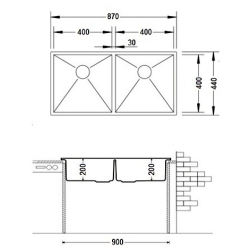 Кухонна мийка Fabiano Quadro 87x44 S/Steel