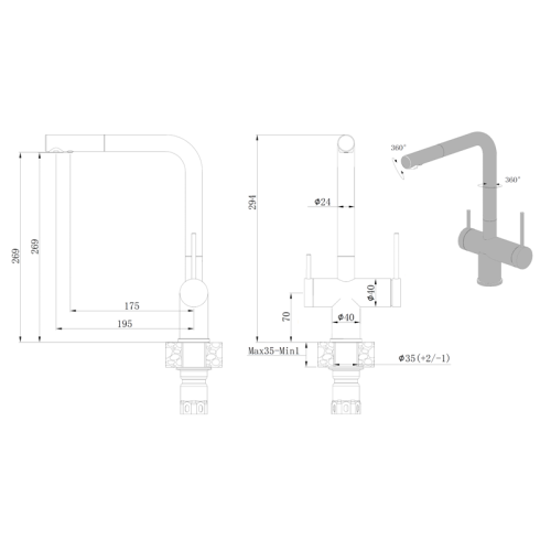 Змішувач кухонний Fabiano FKM 31.14 SS Inox