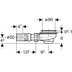 Сифон для душового піддону d90 Geberit 150.550.00.1