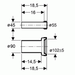 Сполучний комплект із ПНД Geberit DUOFIX, довжина 18,5 см