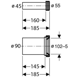 Сполучний комплект із ПНД Geberit, довжина 18,5/30 см 152.426.46.1