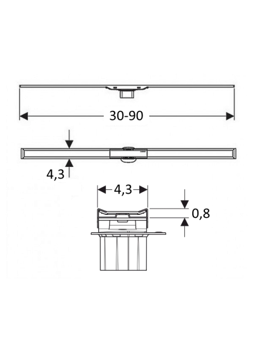 Дренажный канал Geberit CleanLine20, полированный/матовый металл, L30-90см 154.450.KS.1