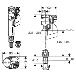 Впускний клапан Geberit 281.208.00.1 Impuls360 1/2", нижнє підведення