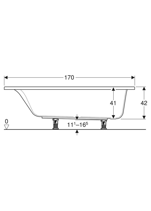 Ванна акрилова Geberit SELNOVA SQUARE 170х75 + ніжки 554.385.01.1