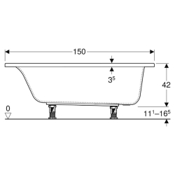 Ванна акрилова Geberit SELNOVA SQUARE 150х70 + ніжки 554.381.01.1