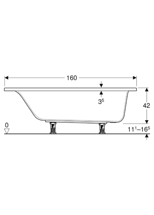 Ванна акрилова Geberit SELNOVA SQUARE 160х70 + ніжки 554.382.01.1