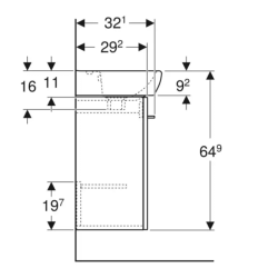 Тумба Geberit Selnova Square з ящиками 40 см + Умивальник Square 502.746.00.1