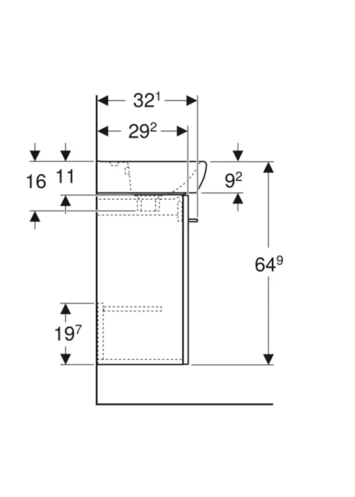 Тумба Geberit Selnova Square з ящиками 40 см + Умивальник Square 502.746.00.1