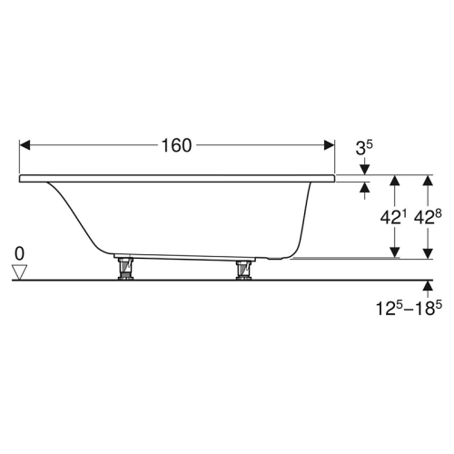 Ванна акрилова Geberit SELNOVA 160х75 + ніжки 554.283.01.1