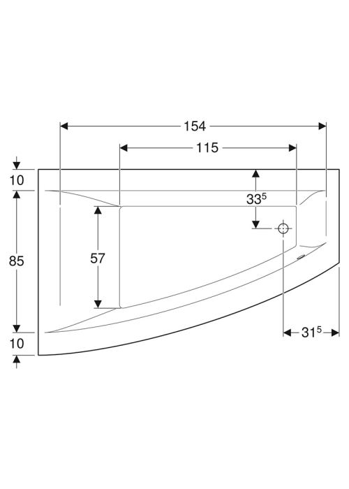 Ванна акриловая Geberit SELNOVA SQUARE 170х105  + ножки 554.293.01.1