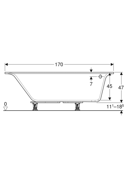 Ванна акриловая Geberit SELNOVA SQUARE 170х105  + ножки 554.293.01.1