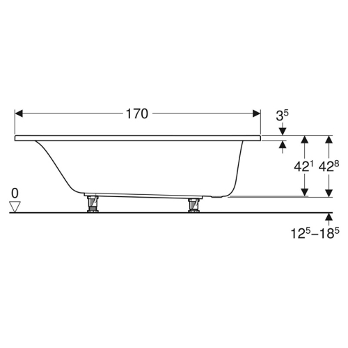 Ванна акрилова Geberit SELNOVA 170х75 + ніжки 554.285.01.1