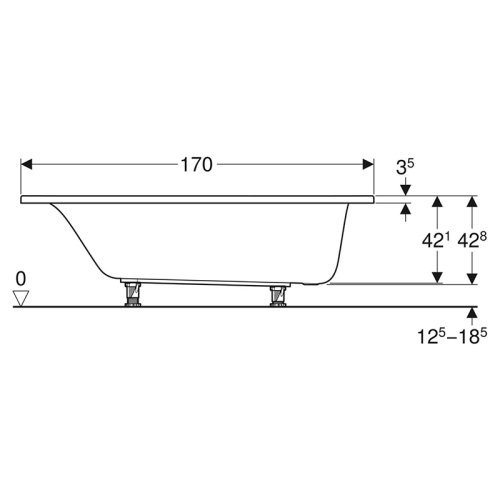 Ванна акрилова Geberit SELNOVA 170х70 + ніжки 554.284.01.1