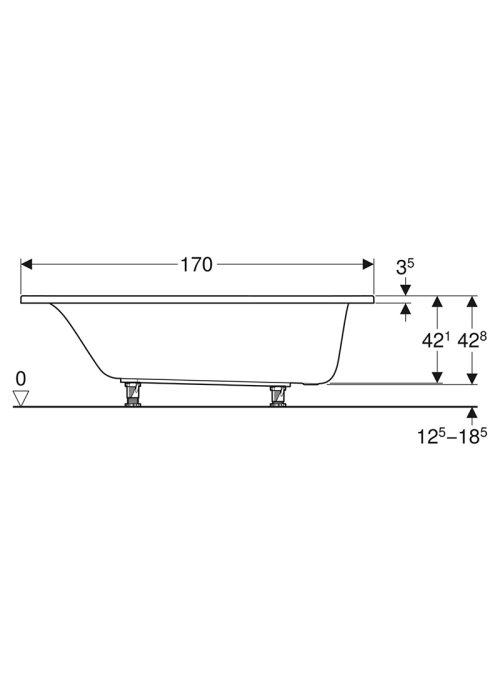 Ванна акрилова Geberit SELNOVA 170х70 + ніжки 554.284.01.1