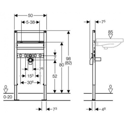 Geberit Duofix монтажний елемент для підвісного умивальника, висота 98/82 см 111.490.00.1
