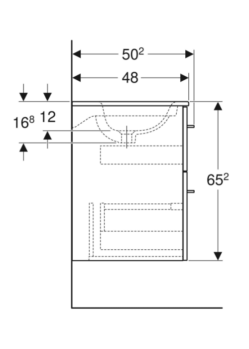 Тумба с раковиной Geberit Selnova Square slim rim 100, тёмный орех (501.246.00.1)