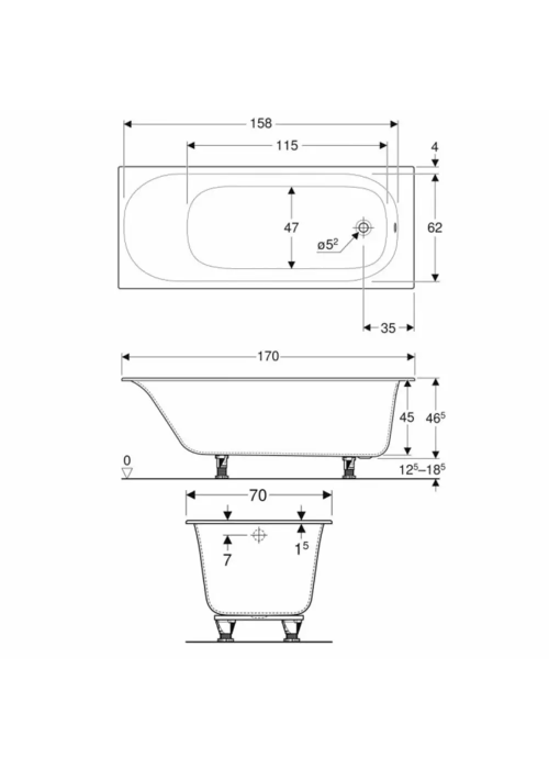 Ванна акрилова Geberit Soana 170х70 554.002.01.1