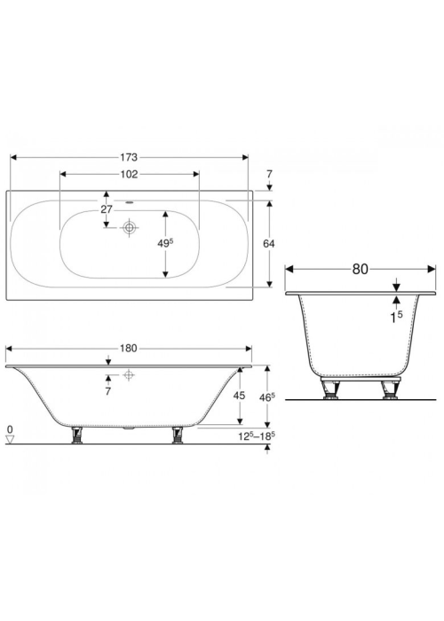 Ванна акрилова Geberit Soana 180x80 554.004.01.1