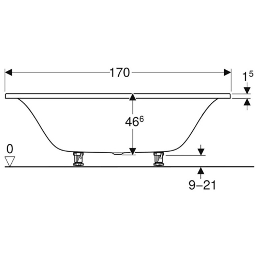 Ванна акрилова Geberit Tawa 170x75 Slim Rim Duo 554.123.01.1