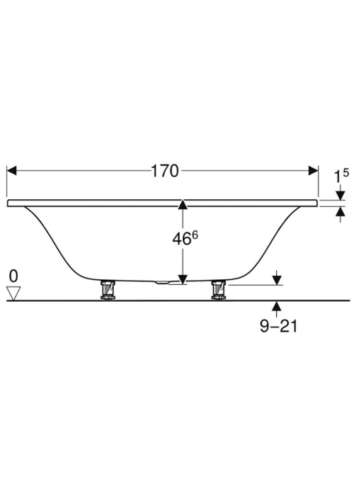 Ванна акрилова Geberit Tawa 170x75 Slim Rim Duo 554.123.01.1