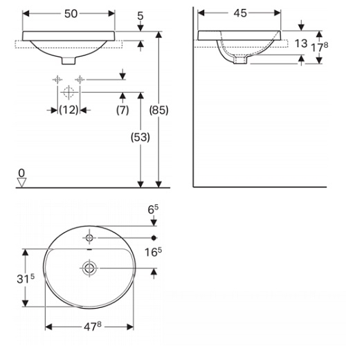 Раковина Geberit VariForm 50х45 см 500.713.01.2