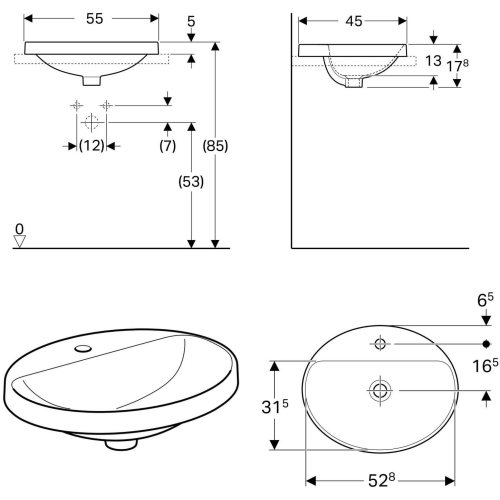 Раковина Geberit VariForm 55х45 см 500.723.01.2