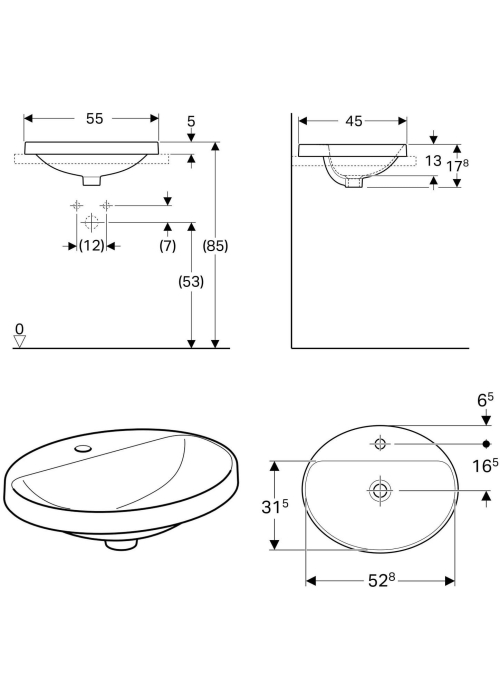 Раковина Geberit VariForm 55х45 см 500.723.01.2