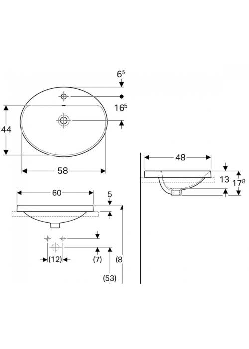 Раковина Geberit VariForm 60х48 см 500.725.01.2