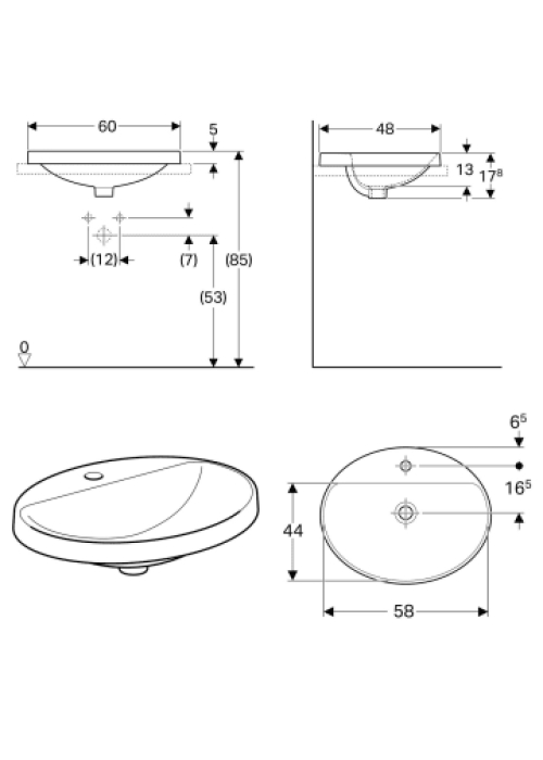 Раковина Geberit VariForm 60х48 см 500.727.01.2