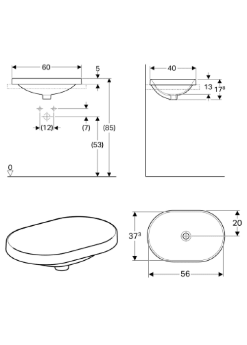 Раковина Geberit VariForm 60х40 см 500.731.01.2