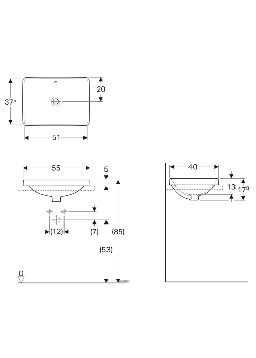 Раковина Geberit VariForm 55х40 см 500.737.01.2