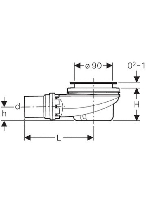 Сифон Geberit для душового піддону d90, з кришкою, хром глянець 150.551.21.1
