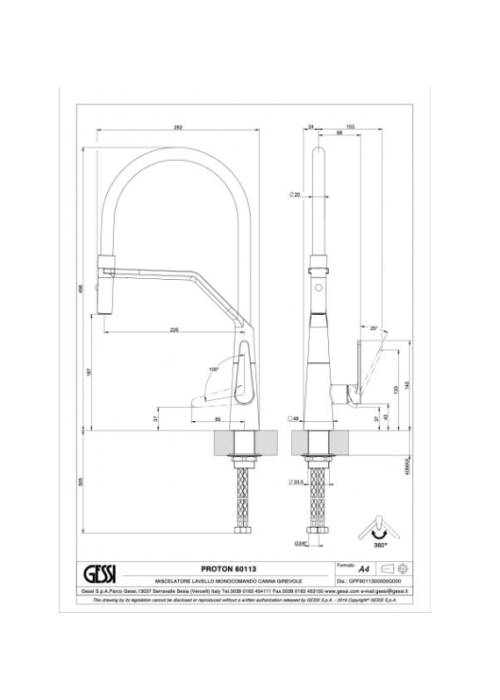 Змішувач кухонний Gessi Proton S 60113299